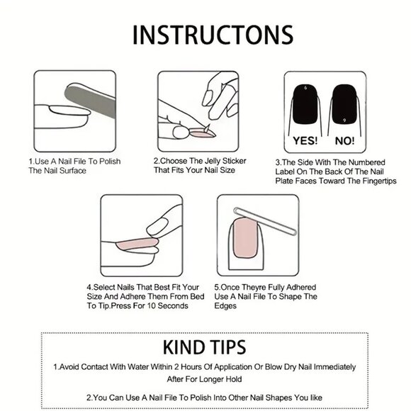 24Pcs Glossy Black Press On Nails Long Ballerina Fake Nails Minimalist Style - Picture 6 of 7